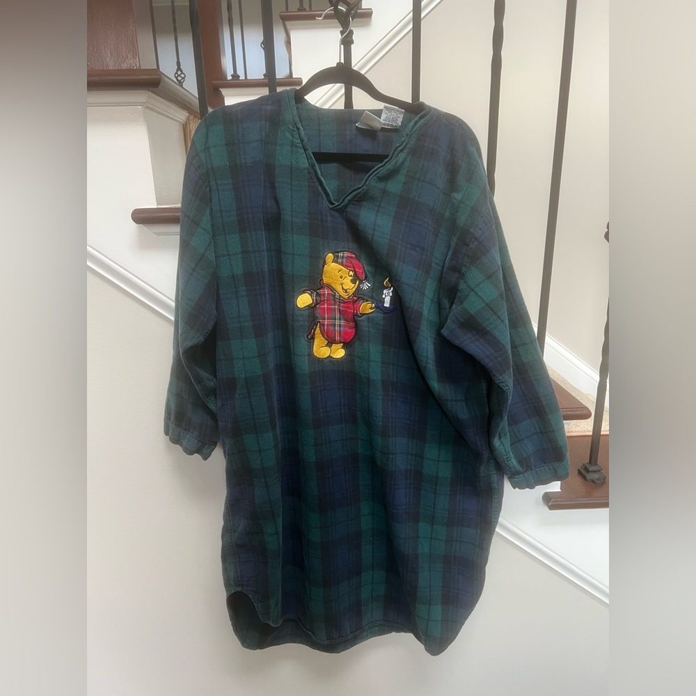 Disney store vintage y2K Winnie the Pooh Christmas flannel nightgown OS